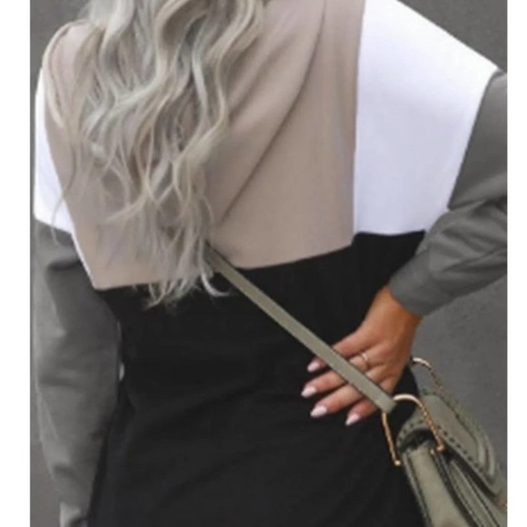 Women's Color Block Draw String 1/4 Zip Pull On Hoodie - Picture 2 of 5